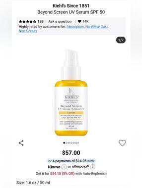 Kiehl's Beyond Screen UV Serum Lotion SPF 50+